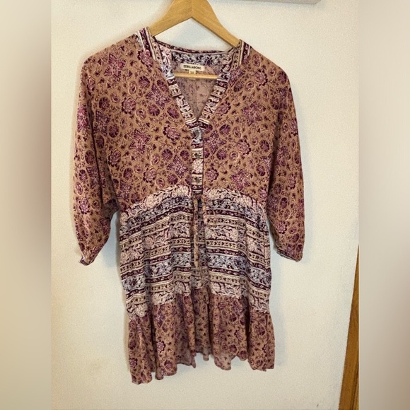 Billabong Marry Mine Floral Oversized Boho Babydoll Mini Swing Dress - Picture 5 of 9